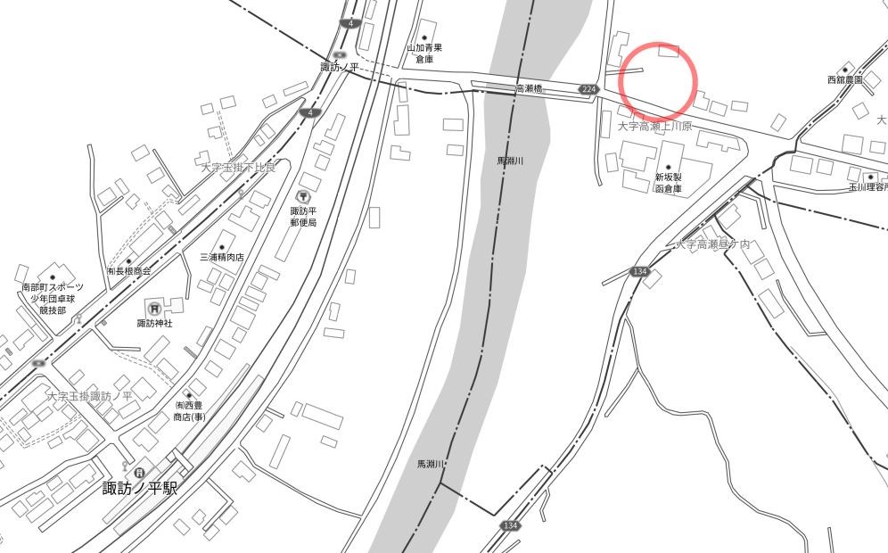 2101　青森県三戸郡南部町大字高瀬字上川原　土地 現地案内図