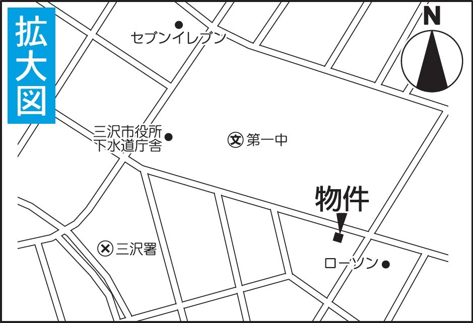 5450　クレイドルガーデン三沢市松園町第5　新築分譲住宅　1号棟※ただ今商談中です 現地案内図