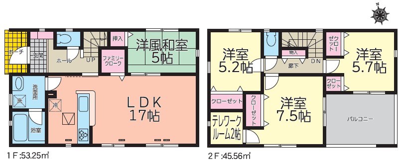 5455　クレイドルガーデン三沢市松園町第5　新築分譲住宅　6号棟※ただ今商談中です 間取図・土地図