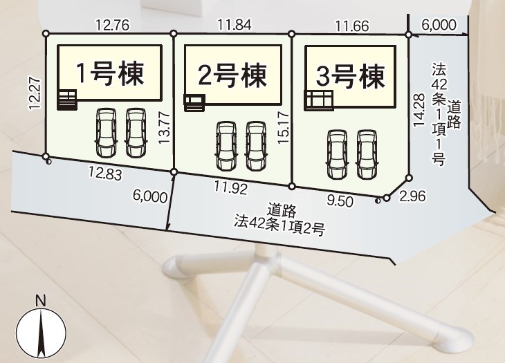 5485　クレイドルガーデン八戸市尻内町第13　新築分譲住宅　3号棟※ただいま商談中です 全体区画図
