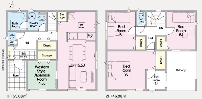 5487　クレイドルガーデン八戸市尻内町第14　新築分譲住宅　2号棟※ただ今商談中です 間取図・土地図