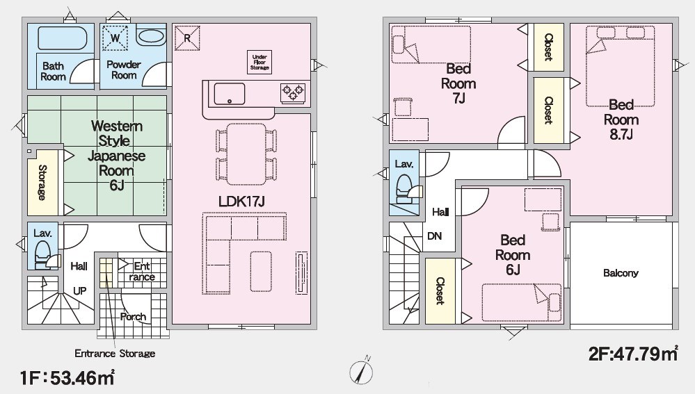 5488　クレイドルガーデン八戸市尻内町第14　新築分譲住宅　3号棟※ただいま商談中です 間取図・土地図