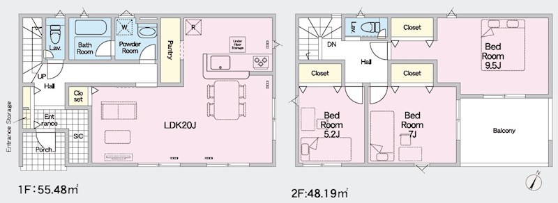 5490　クレイドルガーデン八戸市尻内町第14　新築分譲住宅　5号棟※ただ今商談中です 間取図・土地図