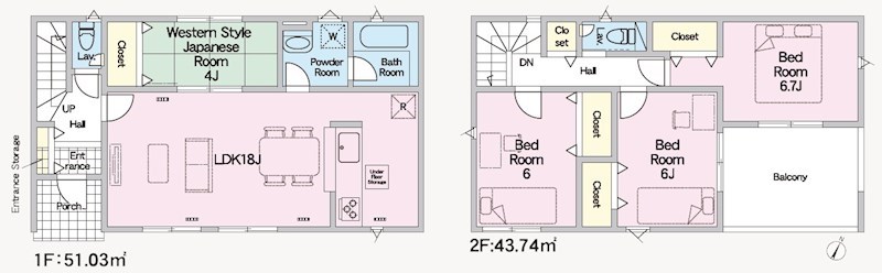 5491　クレイドルガーデン八戸市尻内町第14　新築分譲住宅　6号棟※ただいま商談中です 間取図・土地図