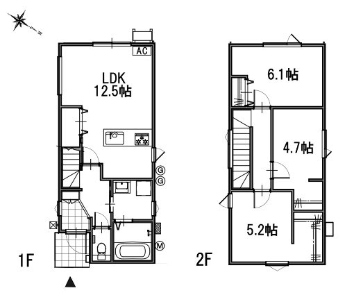 5494　十和田市西五番町DC・A棟 間取図・土地図