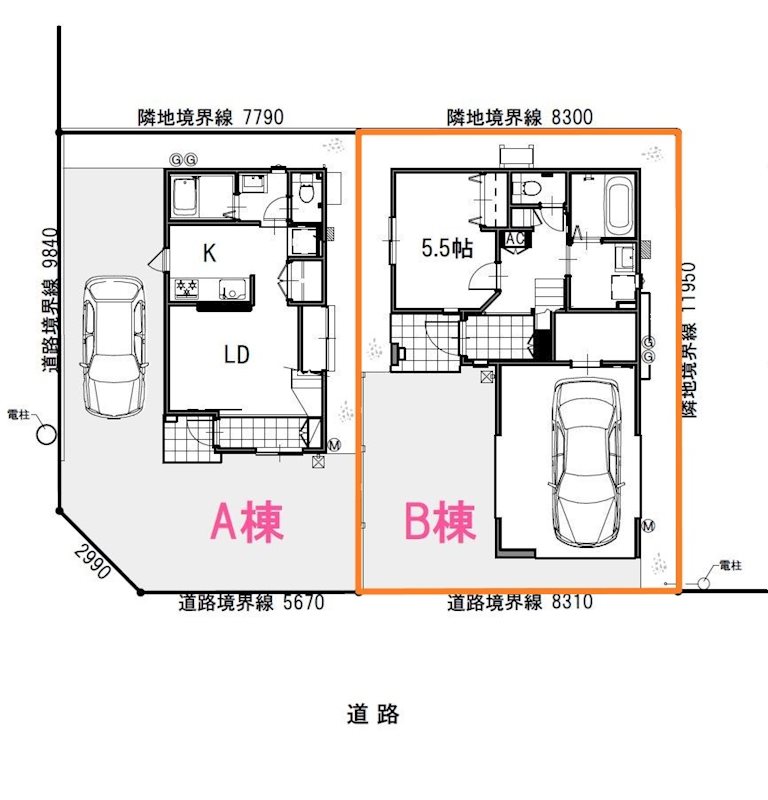 5496　三沢市下久保二丁目DC・B棟※ただ今商談中です 区画図