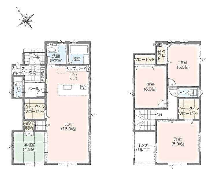 5381　タマタウン類家　１号棟 間取図・土地図