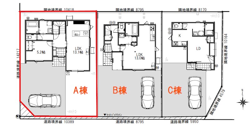 5411　八戸市類家一丁目DC・A棟 区画図