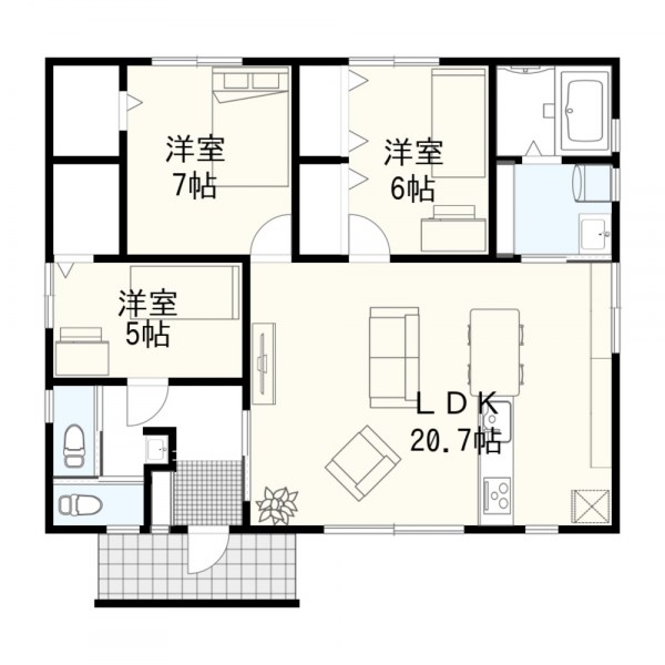 5350　三沢市大字三沢字南山・A棟　建売住宅 間取図