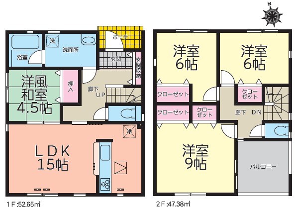 5450　クレイドルガーデン三沢市松園町第5　新築分譲住宅　1号棟※ただ今商談中です 間取図・土地図