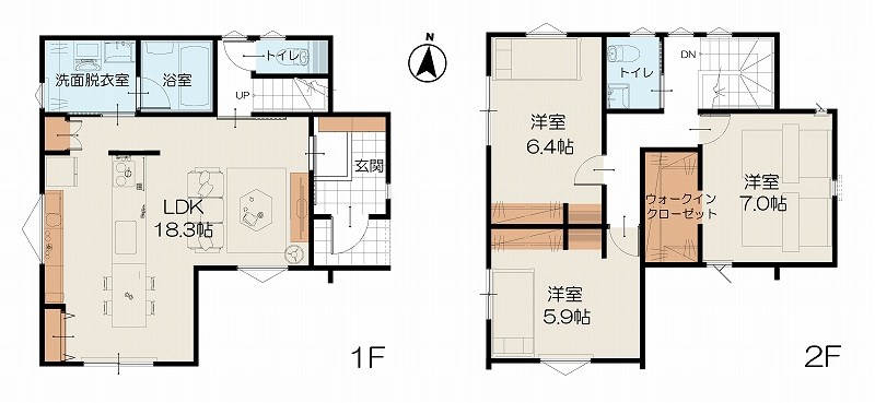 5503　八戸市城下一丁目・A棟　新築建売住宅 間取図・土地図