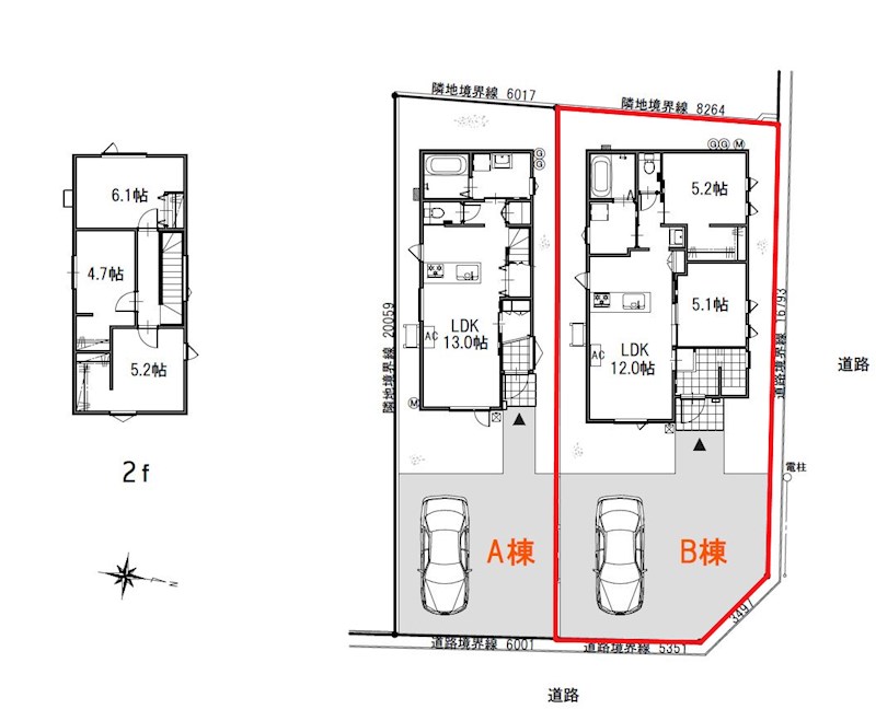 5521　八戸市多賀台三丁目DC・B棟※ただ今商談中です 全体区画図