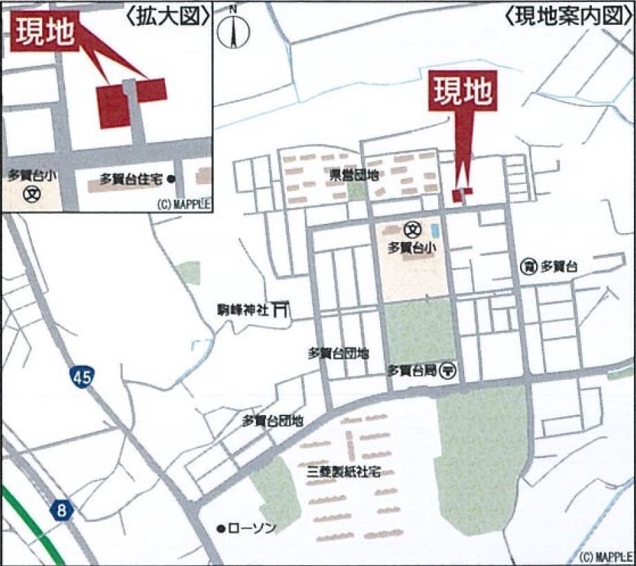 5542　クレイドルガーデン　八戸市多賀台第5　新築分譲住宅　2号棟※ただ今商談中です 現地案内図
