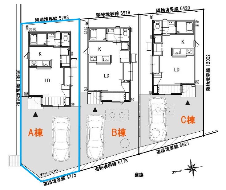 5555　八戸市大久保字下大久保DC・A棟　建売住宅※ただ今商談中です 区画図